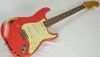 Michael Landau 1963 Relic St Fiesta Red Sunburst Electric Guitar Alderボディ、カエデネックローズウッドフィンガーボード