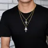 Conjunto de colar de zircônia gelada ankh, ouro, prata, cobre, material brilhante, chave cz para a vida, egito, colar, hip hop, joias 3275541