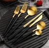 creative kids golden Flatware Sets 304 stainless steel cutlery set dessert ice cream spoon fork children travel kitchen dinner tableware set