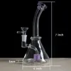 14,4 mm bol violet verre intérieur Bong bécher en verre Dab Headys Mini conduite d'eau cire épaisse fumer narguilé 7 pouces de haut