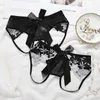 New lace Sexy Panties Women Open Crotch Underwear Low Waist Transparent embroidery Sexy Briefs With Bow