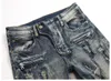 Jeans de bicicleta clássica masculino masculino slim reto joelheira painel de moto moto jeans destruídos Rapped Hip Hop Troushers #1806