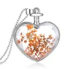 Moda flores secas planta espécime garrafa colares de vidro amor coração pingentes para mulheres garrafa de vidro medalhão festa jóias