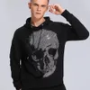 19FW Crystal Big Skull Толстовки Мода Толстовка Мода Повседневная Мужчины Женщины Пуловер Пара Уличный свитер Высокое качество