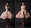 New Krikor Jabotian Vintage Wedding Dresses Strapless Knee Length Short Bridal Gowns Tulle A-Line Plus Size Blush Wedding Dress