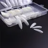 100 stks / doos nep Nail Artificial Long Ballerina Clear / Natural / White False Coffin Nails Art Tips Volledige Cover Manicure + Jewelry Box