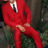 Groom Tuxedos Red Groomsmen Doskonała Mens Sukienka ślubna Notch Lapel Man Kurtka Blazer Prom / Kolacja 3 Piece Garnitur (Kurtka + Spodnie + Kamizelka + Krawat) 2278