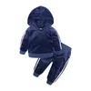 Enfants bébé fille vêtements ensemble survêtement garçons velours hauts sweat à capuche hauts pantalon chaud coton 2 pièces tenue bébé vêtements ensembles