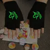 Fashion- Female Half Finger Gloves Green Light Cool Creative Winter Autumn Wool Mittens