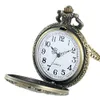 Bronze oco Train Tema completa Quartz gravado Fob Retro Pingente Pocket Watch Cadeia presente Bombeiro Tema