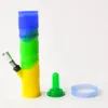 Portable Silicone Bong unbreaken water bongs glass pipe Smoking Oil Concentrate Metal Plastic Pipe free shipping