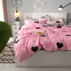 Slowdream Home Bedding 3/4pcs Love Heart Girl 침구 세트 플랫 시트 킹 사이즈 침대 클로스 베개 표지 커버 베드 리넨 세트