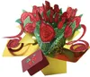 3D Rose-wenskaart 3D Pop-up Glitter Rose-berichtkaart voor Valentijnsdag Creatieve Gift1245L