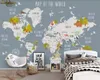 Beibehang personnalisé photo papier peint mural dessin animé carte du monde fond papiers peints décor à la maison papel de parede infantil papier peint