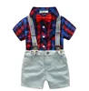 Kids Designer Odzież Chłopcy Plaid Koszule Pasek Spodenki Dżnowione 3 sztuk Zestaw Lattice Stroje Baby Boutique Letnie Odzież dziecięca 3 Wzory DHW3237