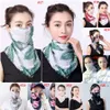 Frauen-Schal-Gesichtsmaske 38 Stile Seiden-Chiffon-Taschentuch im Freien winddichtes halbes Gesicht staubdichte Sonnenschutzmasken LJJO7663