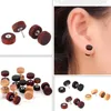 En gros 100 pcs/lot en bois haltère oreille goujon à la mode boucles d'oreilles corps Piercing bijoux pour hommes et femmes