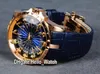 Nuovo Excalibur 45 RDDBEX0495 Cavalieri d'oro del tavolo rotondo Blue Slacel Mens Orologio da uomo Rose Gold Case in pelle blu Stra4522111