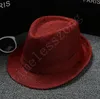 40 designs Chapeaux de paille à la mode Hommes Femmes Panama Chapeaux Couleur unie Chapeau de jazz Stingy Brim Hats