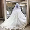 2024 New Ball Gown Wedding Dresses Off Shoulder Lace 3D-Floral Appliques Beaded Puffy Court Train Plus Size Formal Bridal Gowns 403