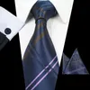 RBOCOTT Classic 8cm Tie Set For Men Silk Jacquard Woven Plaid Ties Handkerchief Cufflinks Set Mens Striped Wedding Necktie