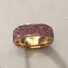 Полноразмерные 5-рядные фиолетовые кристаллы из нержавеющей стали, обручальные кольца, модные украшения, изготовленные из натуральных кристаллов CZ165T