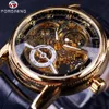İçi Boş Gravür İskelet Sıradan Tasarımcı Siyah Altın Kılıf Dişli Çerçevesi Otomatik Saatler Erkekler Lüks Marka Saatleri2283