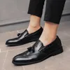 ZSAUAN Big Size 38-48 Men Brogue British Oxford Dress Shoes Male Gentleman PU Leather Footwear Flats Tassel Men Loafers
