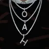 Hip hop A-Z initial cross pendant necklace for men jewelry plated gold silver 5mm cz tennis chain necklaces 26 letter jewelry