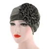 Femmes Bonnets Femme Chapeaux Écharpe Cancer Chapeau Bonnet Chimio Coton Turban Musulman À Volants Fleur Skullies Applique #800