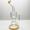 10,5 pouces de hauteur en verre bang de tuyaux de fumer recycler gréement huile de gréement des nargues en bas jaune