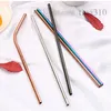 Barware Drinking Straws 21.5*6mm Straight pipe bend pipe stainless steel straws color metal straw drink straw bar counter accessories T2I5047