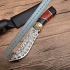 New Bowie Blade Survival Straight Hunting Knife 440C Steel Blade Wood Handle Fixed Blades Knives With Leather Sheath