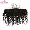 Unprocessed Human Indian Curly Wave Lace Frontal Closure Pieces 13x4 Ear to Ear Lace Frontal With Indian Temple Human Hair Weave Bundles