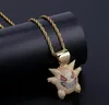 Full Rhinestone Gengar Pendant Necklace Creative Hip Hop Bling Bling Ice Out smycken med 24 tum kedja för män gåva bra qua9958515