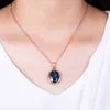 Vintage blauer Kristalltopas Aquamarin Edelsteine Diamanten Damen Anhänger Halsketten 18 Karat Roségold Farbe Halsband Schmuck Bijoux Geschenk4470628