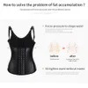 Kvinnor Postpartum 25 Stålbindningar Latex Vest Shapewear Spandex Body Shaper Slimming Recover Waist Belt Corset Underkläder Girdle Black