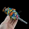 Decal Silicone Grenade Nectar Collector Kits smoke pipe With 14mm Joint Stainless Steel Tip Dabber Color Tobacco Water Pipes NC7958604