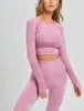 Nouvelles tenues de yoga sans couture à manches longues haut court costumes de gymnastique pour femmes vêtements de fitness soutien-gorge de sport vêtements d'entraînement confortables ensemble de yoga femme 3 pièces survêtements de sport