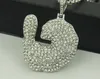 Hip Hop Shrimp i Diamond Sauce Pendant Halsband för män Kvinnor Hänsa hängsmycken Guld Silverkedja Halsbandsmycken Gift6673775