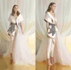 2019 AzziOsta Robes De Soirée Tulle Longueur De Cheville Femmes Combinaison Sur L'épaule Rose Clair Robe De Bal Parti Porter Custom Made Robes Formelles