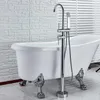 Chrome Polish Bathtub Douche Faucet Plancher debout baignoire Baignoire Serme Douche à double poignée Batteur de salle de bain mélangeur de robinet de salle de bain tap4738675