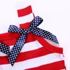 2019 Bağımsızlık Günü Kızlar Yaz Elbise Çocuk Kumaş Donome Kemer Stripes Bow Stars Pamuk Çırpma Elbise Çocuklar Butik Giysiler