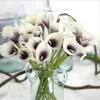 Vit konstgjord calla lily riktig beröring blomma bukett bröllop hem dekoration kontor dekro välj färgrosa