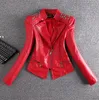 XL-6XL Plus größe 2018 Frühling Herbst Frauen Mode Leder Jacke Niet Pu Leder Mantel Dame Kurze Schlanke Motorrad Jacke