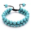 8mm Natural Lava Stone Green White Black Onyx Energy multilayer Bracelet Double Layers Adjustable braclets for women men