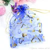 Heart designs Wedding Gift wrap bags Organza drawstring bags wholesale candy bags Jewelry package