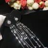 Moda- Pendientes largos de borla para mujer Bling Cubic Zirconia S925 Joyería de marca Mujer Boda Pendientes Diseñador CZ Pendiente