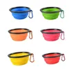 Travel Collapsible Dog Cat Feeder Bowls Pet Water Dish Silicone Foldable Bowl With Hook Pet Supplies