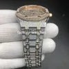 Arabische nummers Diamanten kijken naar glanzende kast 42 mm automatische tweekleurige zilveren roosgouden roestvrijstalen glazen rughoens polsWatch285W